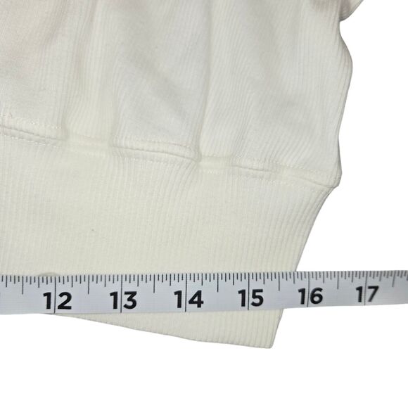 I.D. Sarrieri Womens UK 2XL Hoodie Charlie Cold-shoulder Ribbed Cream Cropped - Picture 10 of 13